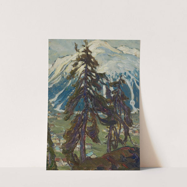 Fir Trees in front of the Mountains. Study from North Norway by Anna Boberg