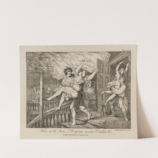 Fire at the inn — Perigrine rescues Emilia &c. (1796) by Thomas Rowlandson