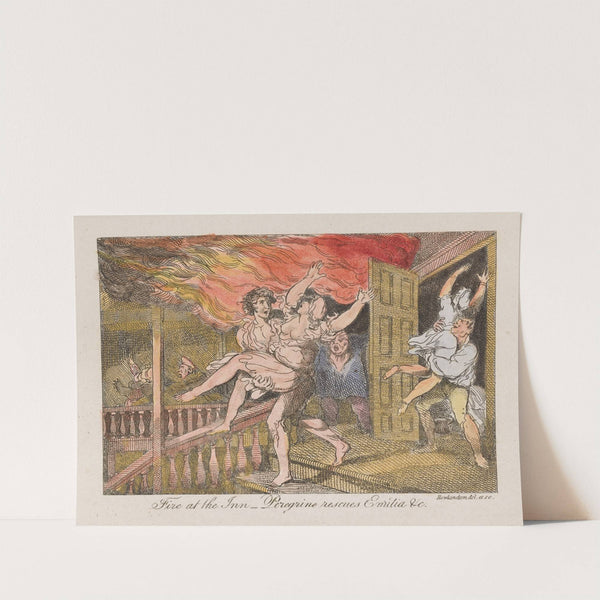 Fire at the inn — Perigrine rescues Emilia &c. by Thomas Rowlandson