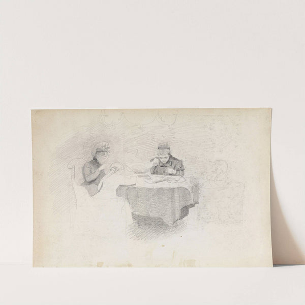 Fire figurer rundt et bord (before 1890) by Christian Krohg