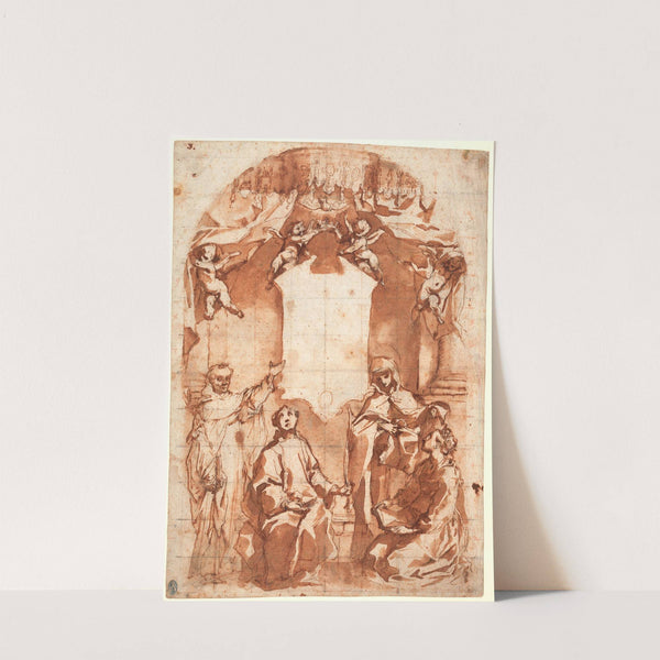 Fire helgener foran et helligt billede by Francesco Vanni