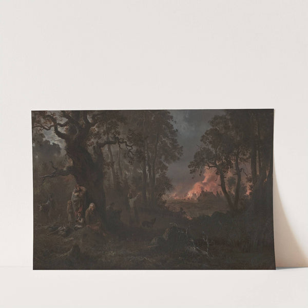 Fire in the village by Franciszek Kostrzewski