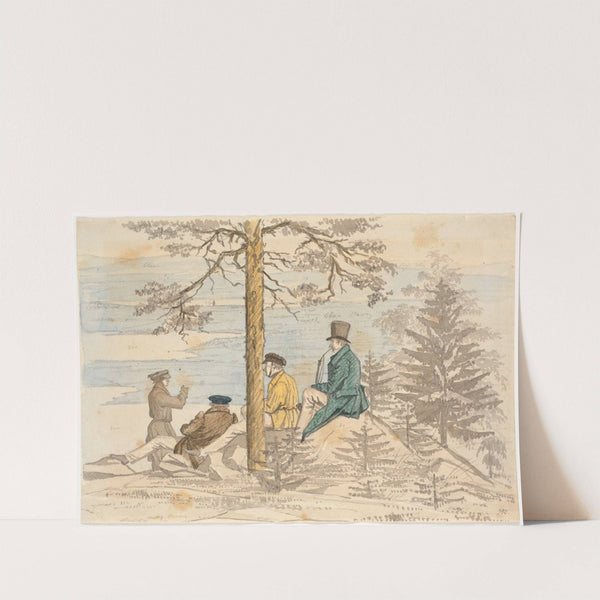 Fire mænd betragter udsigten fra Holmekollen by Martinus Rørbye