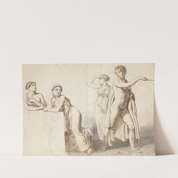 Fire studiefigurer, tre kvindelige og en mandlig i antikke dragter. (1783 – 1853) by Christoffer Wilhelm Eckersberg