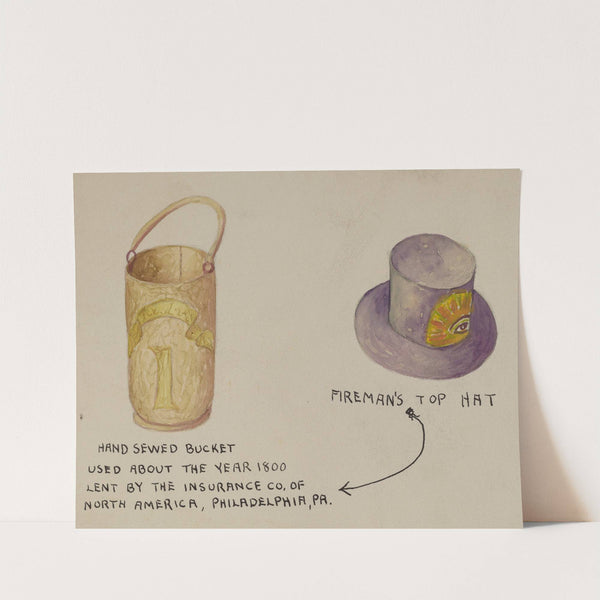 Fireman's Hat and Bucket by American 20th Century