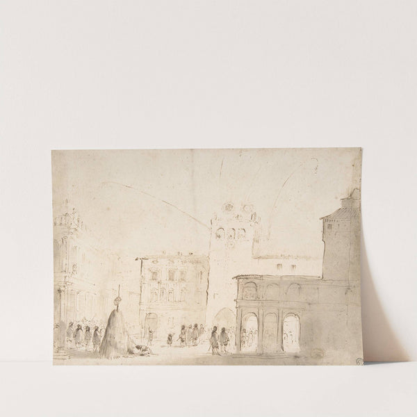 Fireworks in a Piazza by Guercino