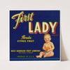 First Lady Brand Florida Citrus Fruit Label (1930-1950)