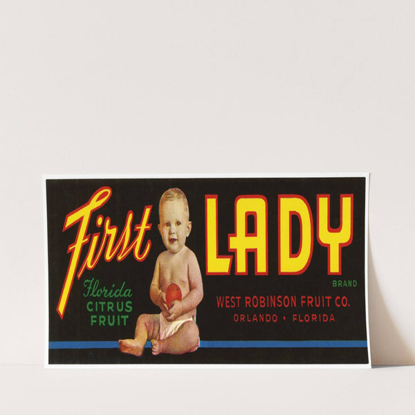 First Lady Brand Florida Citrus Fruit Label (1930-1950)