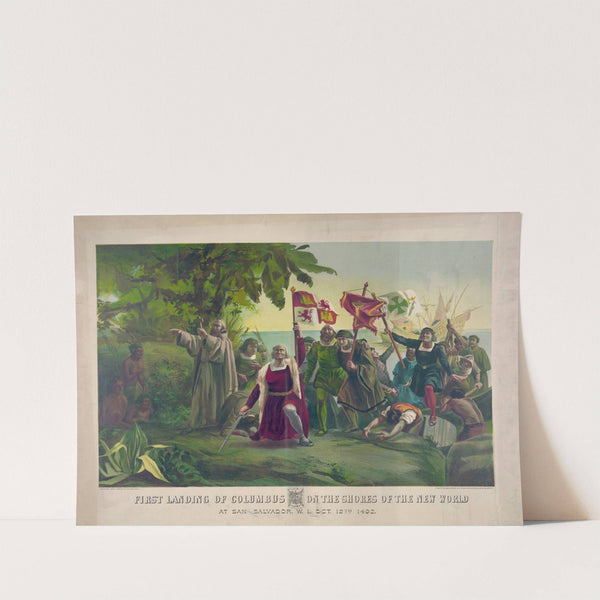 First landing of Columbus on the shores of the New World; At San Salvador, W.I., Oct. 12th 1492 (1892) by Currier & Ives.