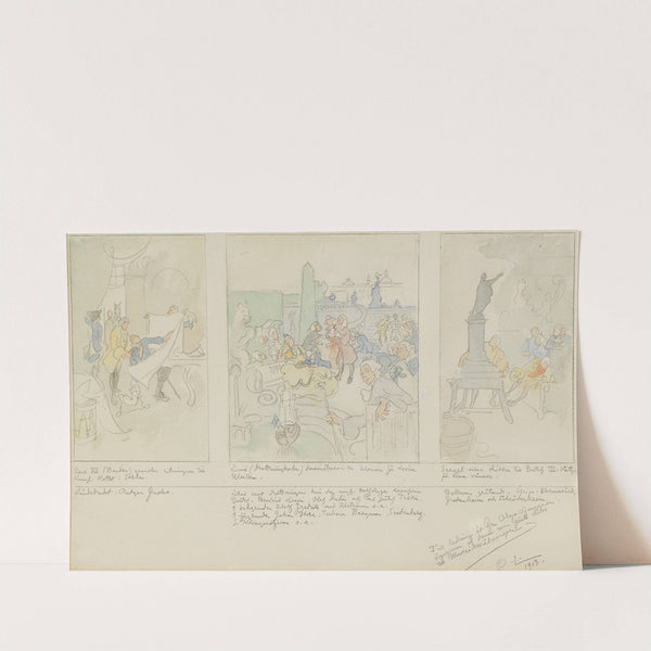 First Proposed Decoration of the Walls in the Lower Hall of the National Museum, Stockholm (1913) by Carl Larsson