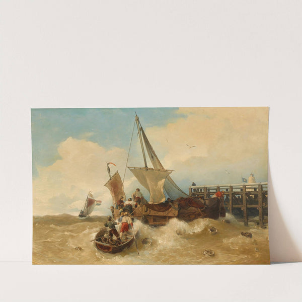 Fischerboote bei stürmischer See by Andreas Achenbach