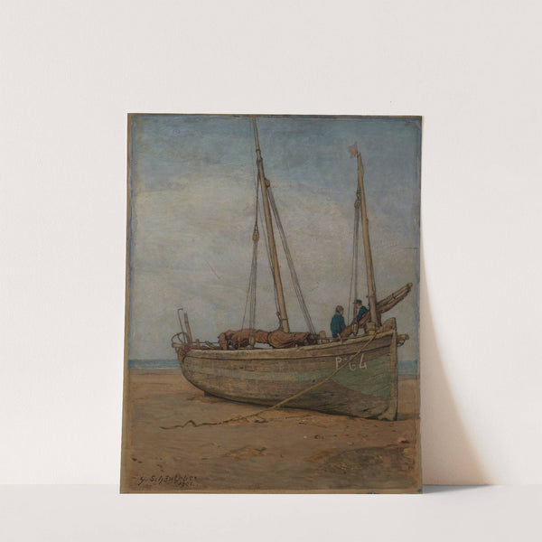 Fischerboote in Tiefebbe bei La Panne by Gustav Schönleber