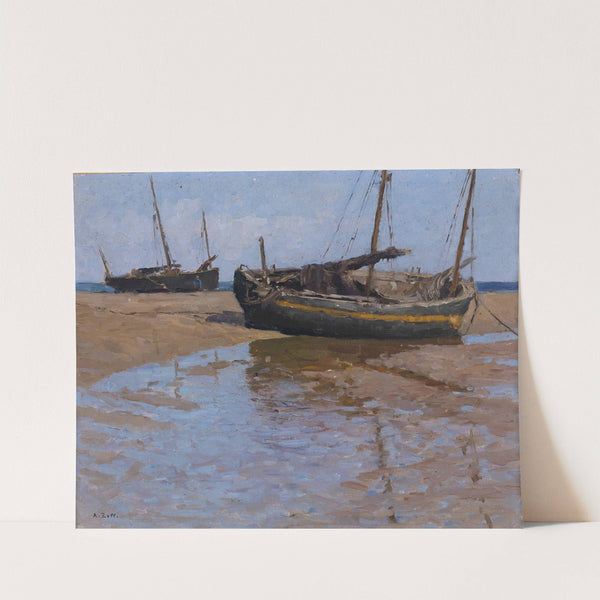 Fischerboote zur Zeit der Ebbe by Alfred Zoff