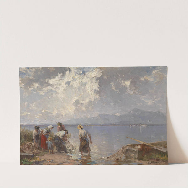 Fischerfamilie am Chiemsee by Joseph Wopfner