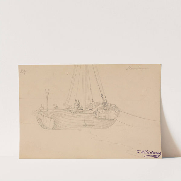 Fischerkahn am Strand von Scheveningen, fol. 29 by Johann Wilhelm Schirmer