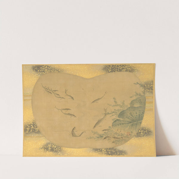 Fish and waterweeds in a lotus pond (18th century) by Kanō Tsunenobu