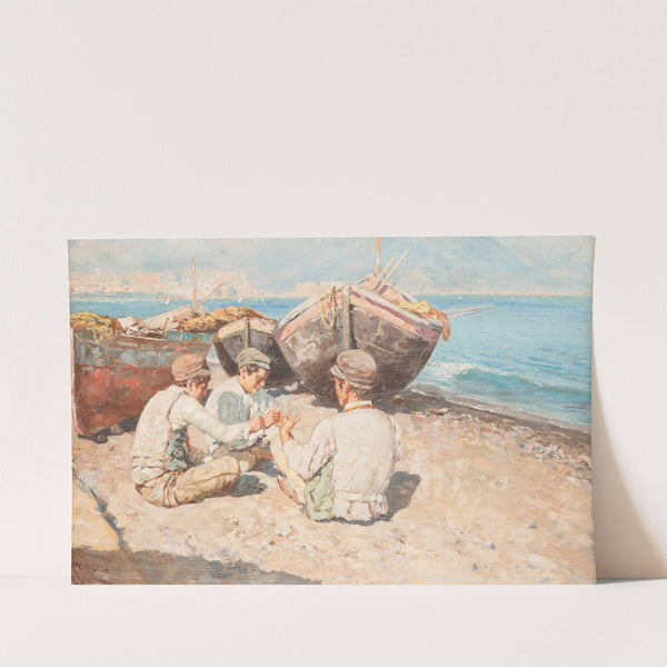 Fisher boys by the beach of Naples by Giuseppe Giardiello