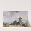 Fisherfolk on a Coastal Path by a Jersey Round Tower by Clarkson Frederick Stanfield