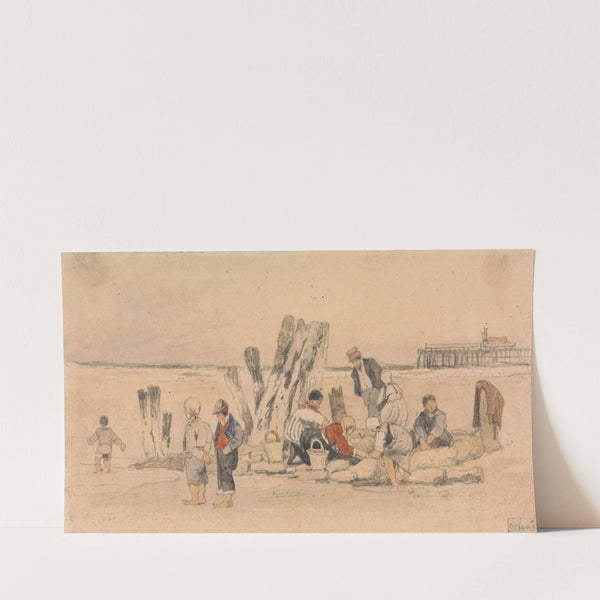 Fisherfolk on the Beach, Ostend by Samuel Prout