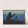 Fisherman in silhouette by Thorolf Holmboe