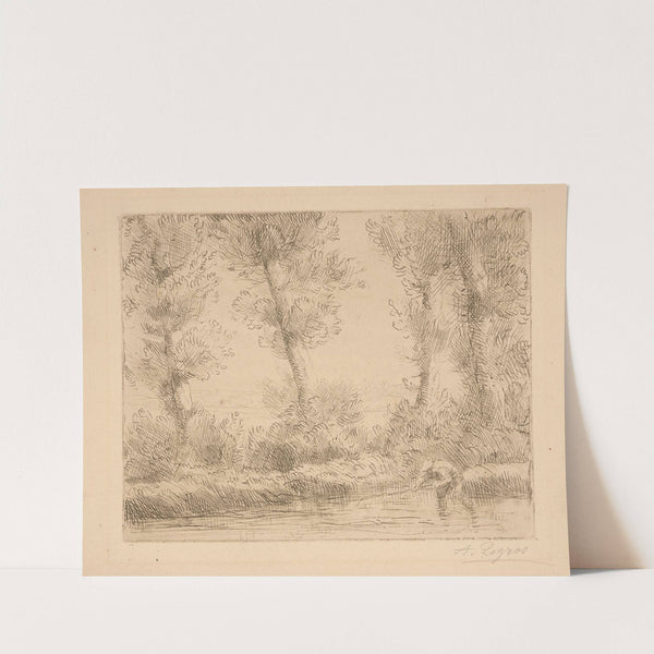 Fisherman in stream by Alphonse Legros