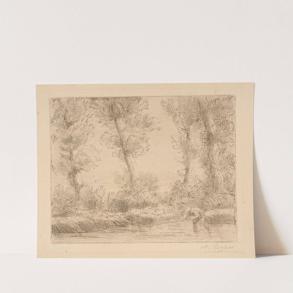 Fisherman in stream by Alphonse Legros