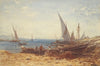Fishermen and boats at water’s edge (19th century)