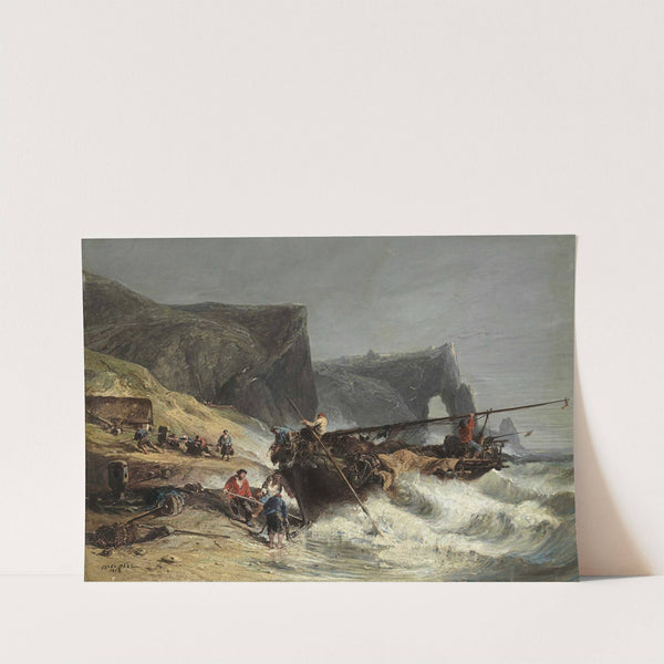 Fishermen Bringing In A Boat by Jules-Achille Noël