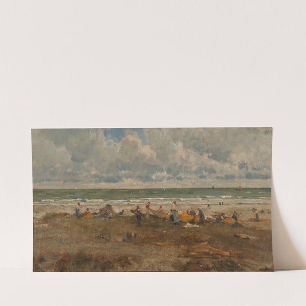 Fishermen on the beach by Filippo Carcano