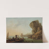 Fishermen pulling nets at the seaside by Jean-Baptiste Pillement