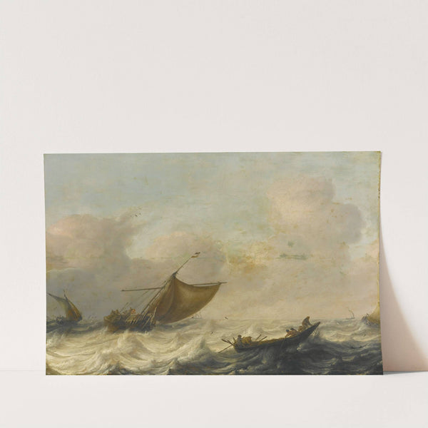 Fishing And Rowing Boats Among Choppy Waters by Pieter Mulier the Elder