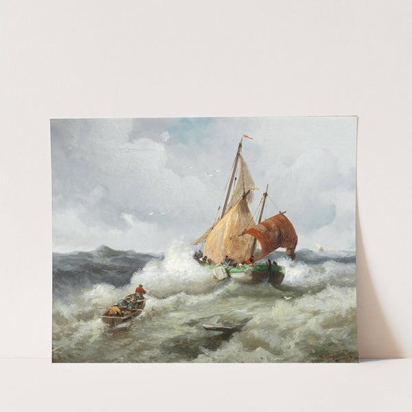 Fishing Boat in a Rough Sea by Adolf Kaufmann