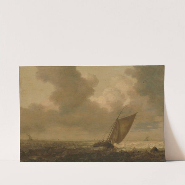 Fishing boat with the wind in the sails by Pieter Mulier the Elder
