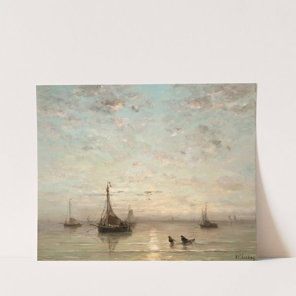 Fishing Boats At Sunset by Hendrik Willem Mesdag