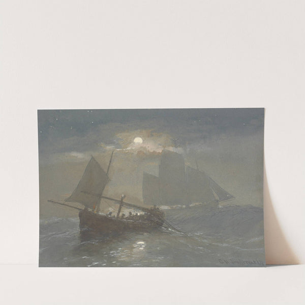 Fishing boats in moonlight by George Henry Andrews