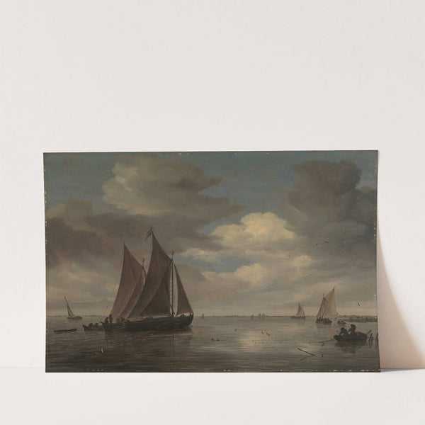 Fishing Boats on a River by Salomon van Ruysdael