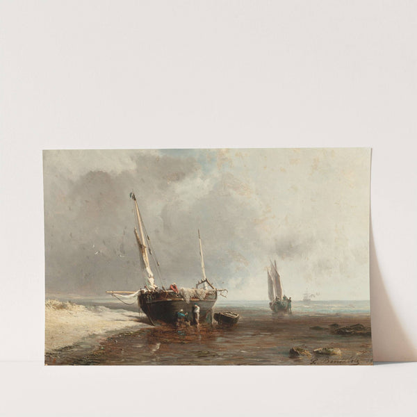 Fishing Boats on the Shore at Low Tide by Louis Bentabole