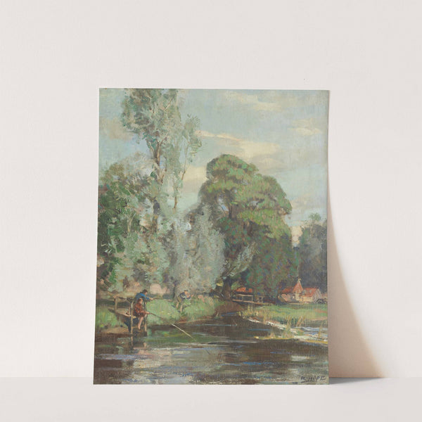 Fishing by a riverside by Robert Hope