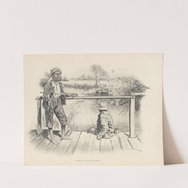 Fishing in a rice field ditch by J. Campbell Phillips