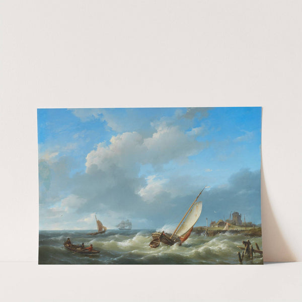 Fishing vessels in a squall by Hermanus Koekkoek