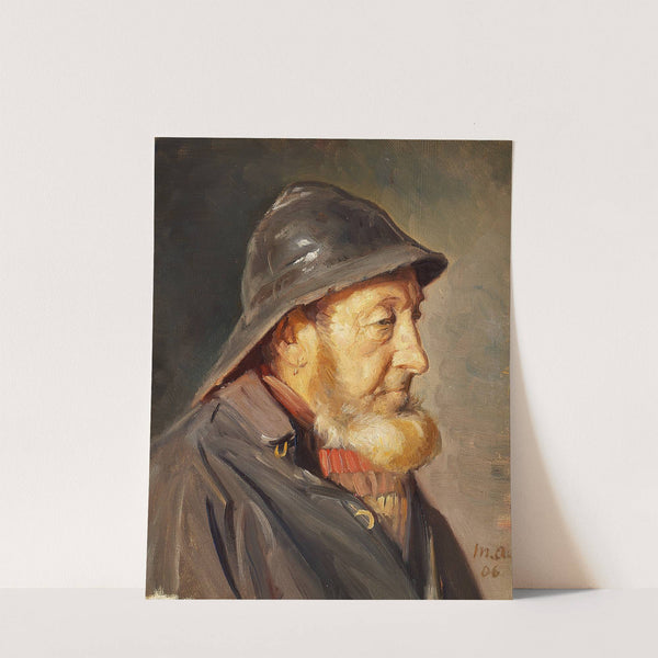 Fiskeren Ole Svendsen set i profil med sydvest (1906) by Michael Ancher