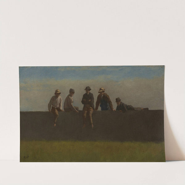 Five Boys on a Wall (1875-1880) by Eastman Johnson