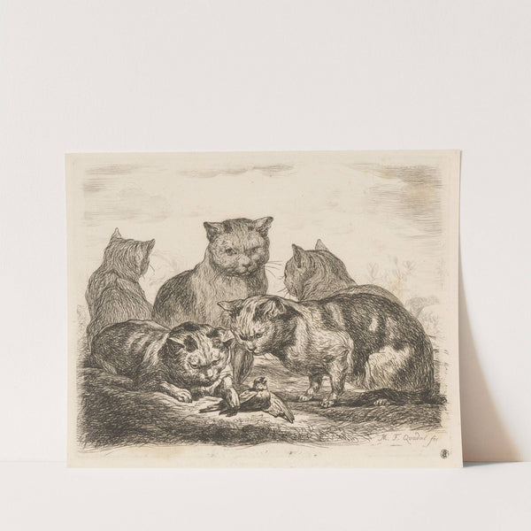 Five cats and a bird (1793) by Martin Ferdinand Quadal