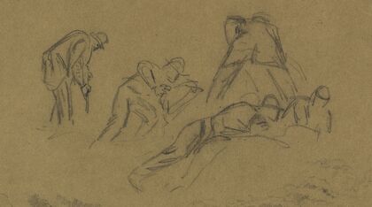 Five men digging