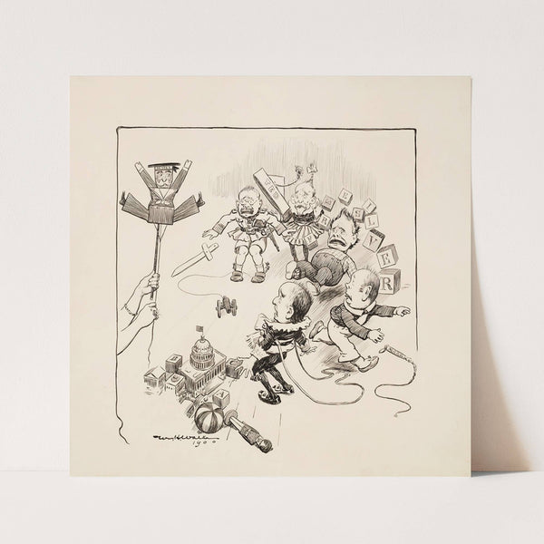 Five men, including Theodore Roosevelt, are depicted as children and playing with blocks that spell ‘free silver’ (1900) by William Henry Walker