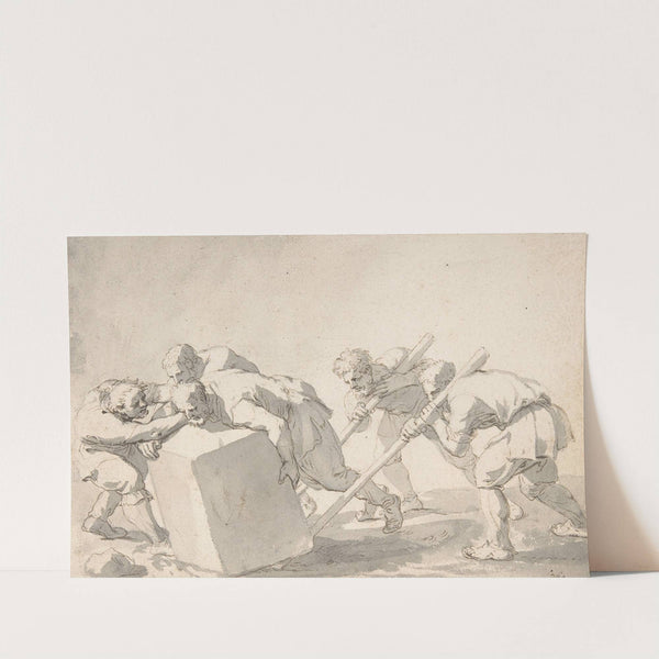 Five Men Pushing a Block of Stone by Jacques Stella