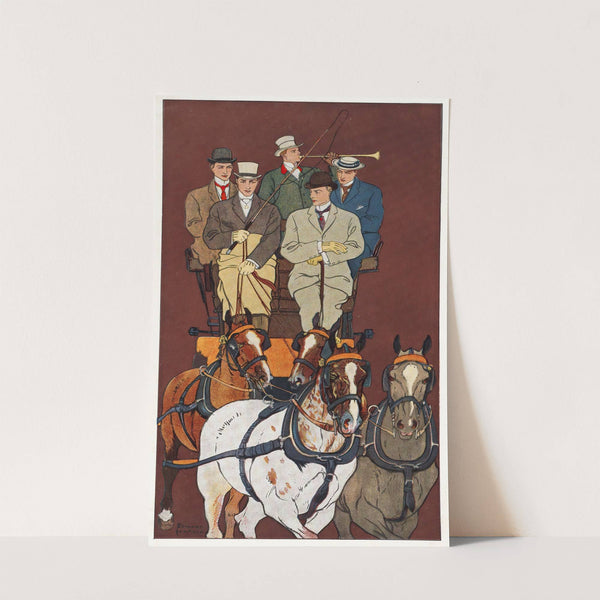 Five men riding in a carriage drawn by four horses by Edward Penfield