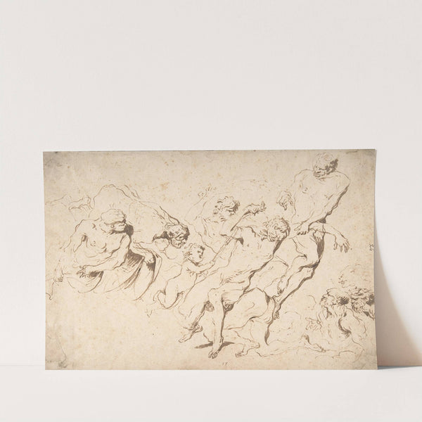 Five Nude Male Figures Punishing Another by Giovanni Benedetto Castiglione