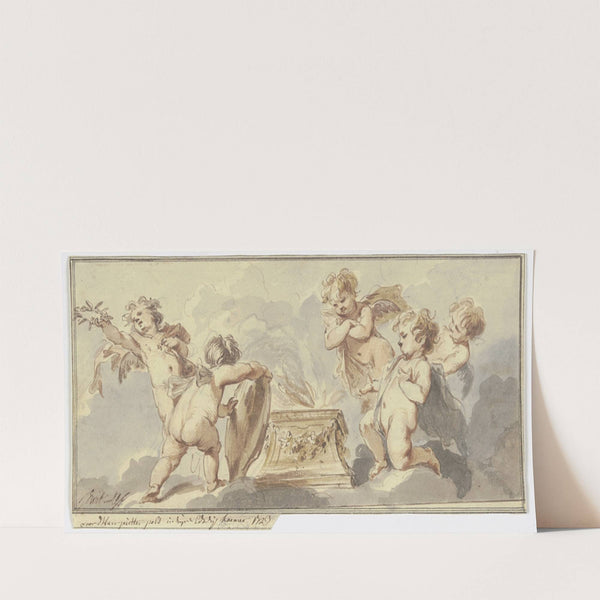 Five putti at a sacrificial altar (1723) by Jacob de Wit