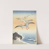 Five seagulls above turbulent sea by Ohara Koson